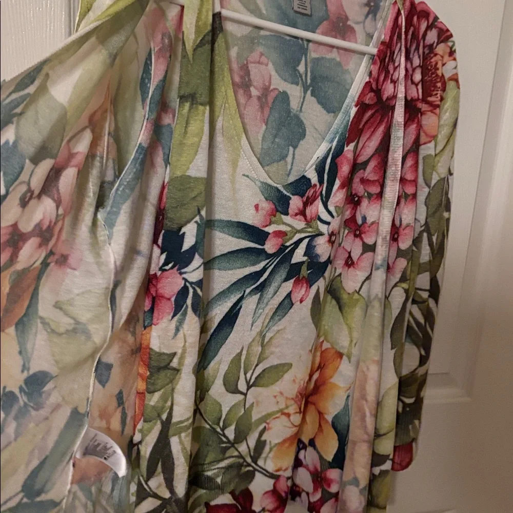 Tommy Bahama 2 piece Multicolor Floral Tank & Cardigan size L - Picture 3 of 5